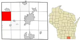 Location in Rock County and the state of Wisconsin.