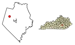 Location of Brodhead in Rockcastle County, Kentucky.