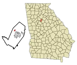 Location in Rockdale County and the state of Georgia