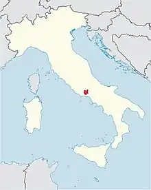 Locator map for diocese of Frosinone