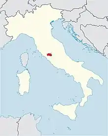 locator map of diocese of Orvieto, east of Lake Bolsena