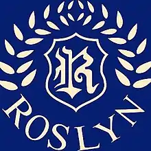 Roslyn School Gold logo on Navy background.