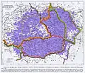 Mid-19th century French map depicting Romanians in Central and Eastern Europe