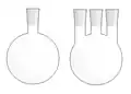 Round-bottom flask — a flask with a spherical body and one or more necks with ground glass joints.