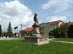 Statue of Saint John of Nepomuk in front of the municipal office