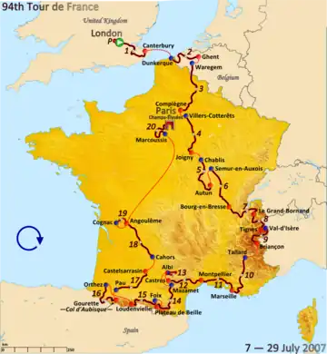 Route of the 2007 Tour de France