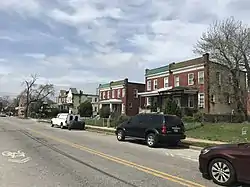 Rowhouses along West Rogers Avenue in Arlington, Baltimore