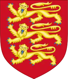 Coat of Arms: 3 Gold Lions on a Red Field