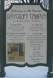 Roycroft Campus welcome sign from the 1990s