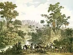 Serra dos Orgãos during the 1820s. Painting by Johann Moritz Rugendas