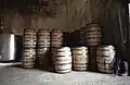 Barrels awaiting transport to the aging shed in Belize City