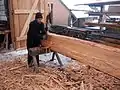 Hewing timber with a broadaxe in Germany