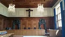 A post–World War II crucifix in a courtroom in Nuremberg, Germany