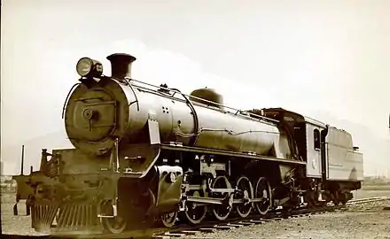 A Class 19A locomotive shortly after entering service, at Paardeneiland in Cape Town, c. 1930