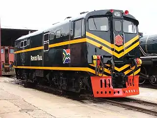 No. E1114 in Rovos Rail's livery at Capital Park, Pretoria, 5 October 2009