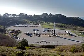 Two elevators and missile carriage rails at SF-88