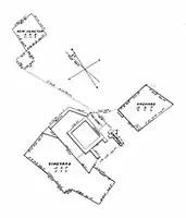 The "Alemany Plat" prepared by the United States General Land Office to define the property restored to the Catholic Church by the Public Land Commission, later confirmed by presidential proclamation on March 18, 1865.