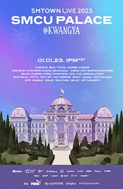 Promotional poster for SM Town Live 2023: SMCU Palace at Kwangya