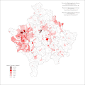 Distribution of Montenegrins on Kosovo and Metohija by settlements 1961.