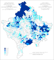 Distribution of Serbs on Kosovo and Metohija by settlements 1961.