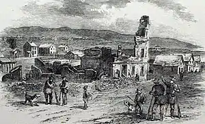 Ruins of Free State Hotel after the 1856 Sacking of Lawrence.