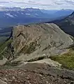 Saddle Mountain seen from the southeast side of Fairview Mountain.Saddleback Pass in lower right.