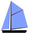 Gaff-rigged sloop with a headsail and a gaff topsail