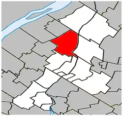 Location within La Vallée-du-Richelieu RCM.