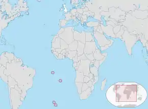 Location of Saint Helena, Ascension and Tristan da Cunha