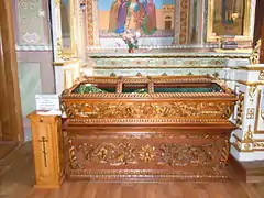 Kuksha's sarcophagus in a church