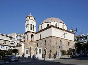 The church with the mural.