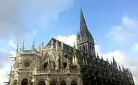 Southeast side of the church of Saint-Pierre, Caen, showing combinations of Flamboyant Gothic and antique forms