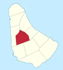 Map of Barbados showing the Saint Thomas parish