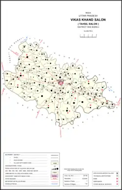 Map showing Qazipur Gosain (#560) in Salon CD block