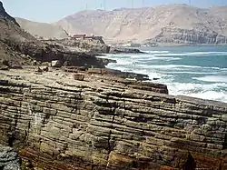 Image 12The seaward tilting of the sedimentary strata of Salto del Fraile Formation in Peru was caused by the Andean orogeny. (from Andean orogeny)