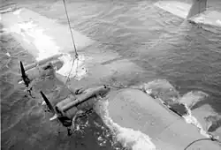 Salvage of a U.S. Navy Consolidated PBY-5 Catalina at Casco Cove, Attu, Alaska (USA), on 27 August 1943.