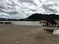 Sam Liam Kham checkpoint pier with Ban Sop Ruak in Thailand across the Mekong River.