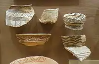 Fragment of Samarra pottery with geometrical designs in University of Chicago Oriental Institute (USA)