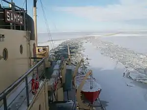 Looking back from the Icebreaker Sampo near Kemi, Finland