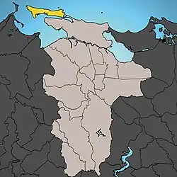 Location of Old San Juan (in yellow) within the city of San Juan.