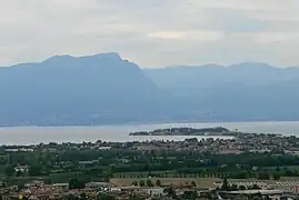 Sirmione peninsula and lake Garda seen from Desenzano