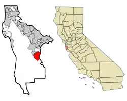 Location in San Mateo County and the state of California