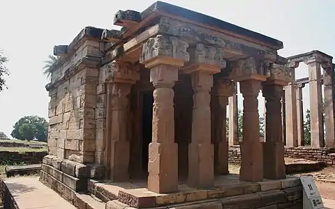 Tetrastyle prostyle Gupta period Temple 17 at Sanchi,typical of the evolving Hindu temple.  Maurya