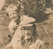 Gustav Sandgren with a son from his first marriage; early 1940s.