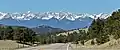 Sangre de Cristo Range viewed from Hardscrabble Pass. Horn Peak centered, Mount Adams is the highest peak to left, and Fluted Peak between those two.