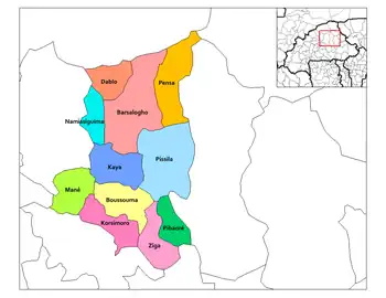 Kaya Department location in the province