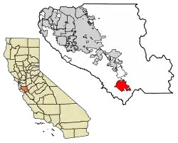 Location of Gilroy in Santa Clara County, California