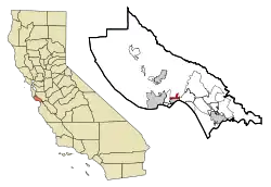 Location in Santa Cruz County and the state of California