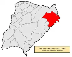 location of Santo Tomé Department in Corrientes Province