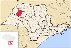 Location of the Microregion of Araçatuba